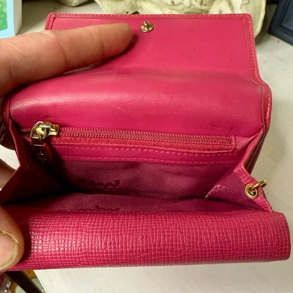 MCM TRIFOLD WALLET EUC pink with MCM CHARM